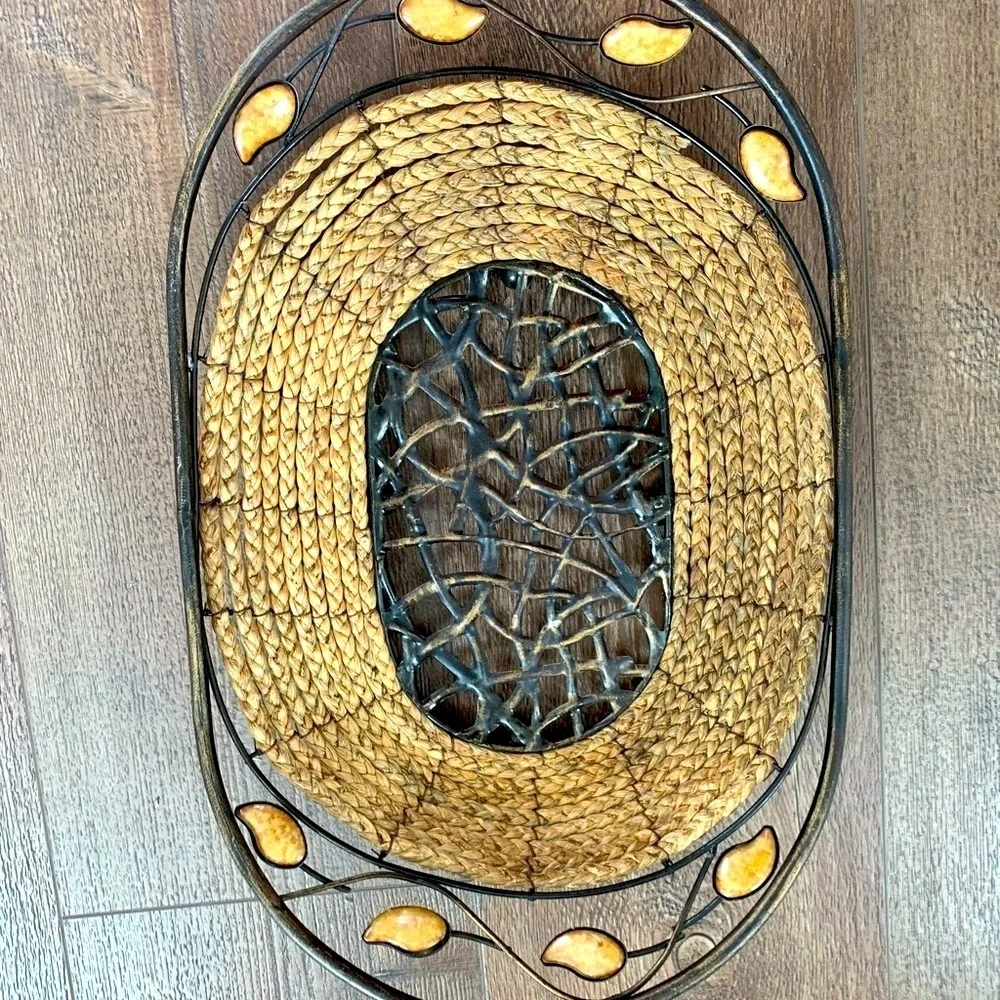 Woven Basket with Metal Frame